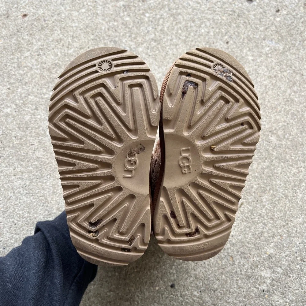UGG Keelan Chestnut Suede Faux Fur Hook Loop Toddler Boots 1118792T Size 8